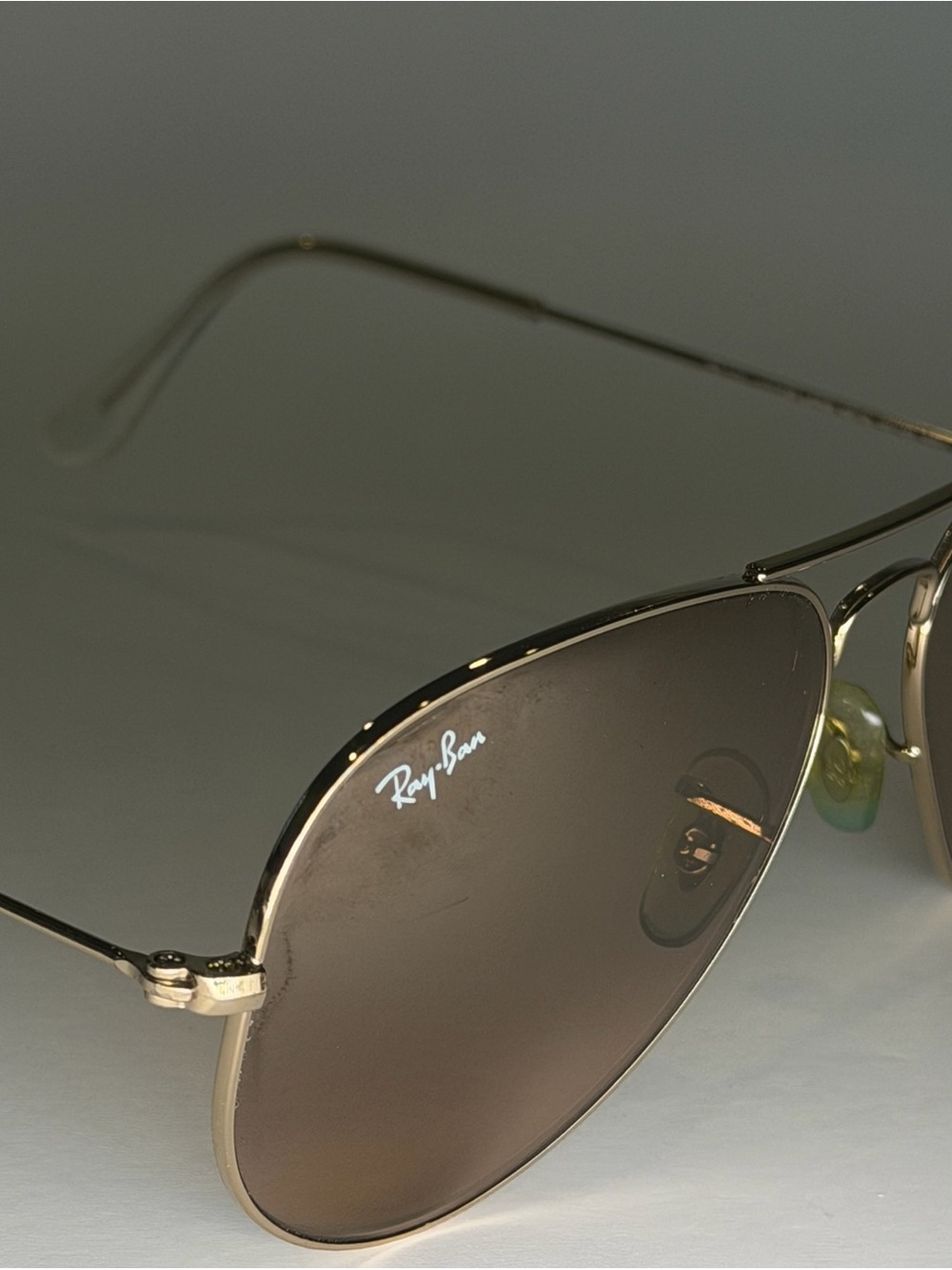 Ray-Ban Men's Gold Aviator Sunglasses with Brown Lenses